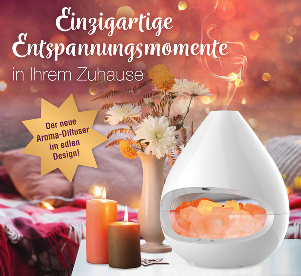 Aroma-Diffuser mit Salzkristall-Leuchte, Luftbefeuchter und Ionisator/ fr therische le - Sehr gut