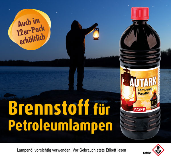 Autark Lampenöl / 100-prozentige Reinheit / Premium Qualität / 1 Liter / auch im 12er Karton / hochwertiges Paraffinöl