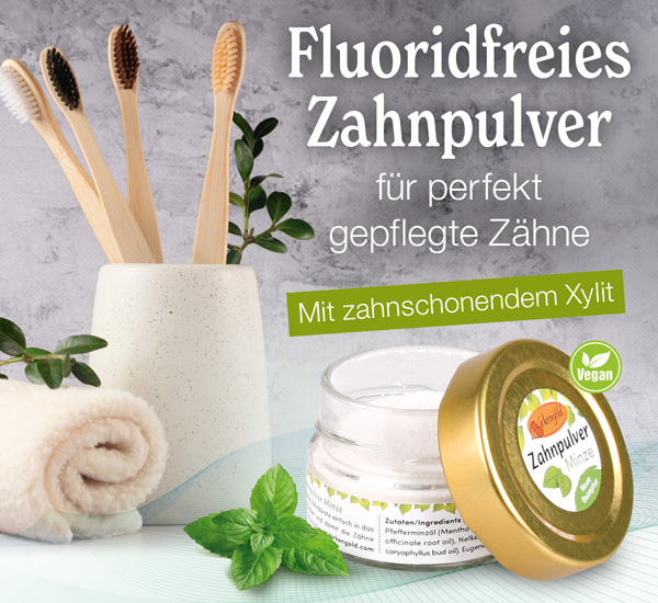 Birkengold Zahnpulver Minze / Fluoridfrei mit Xylit fr gepflegte Zhne