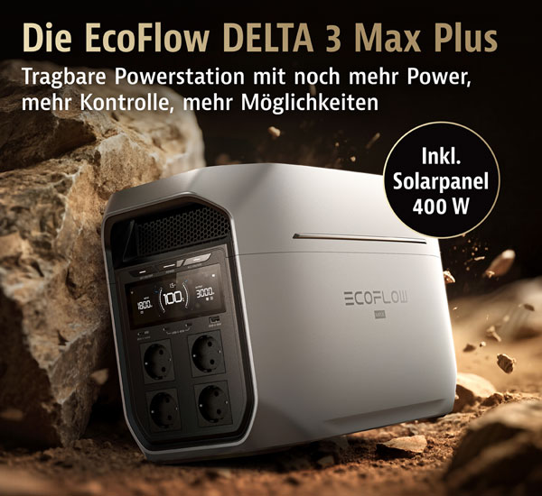 EcoFlow DELTA 3 Max Plus Powerstation 2048 Wh mit Solarpanel 400 W