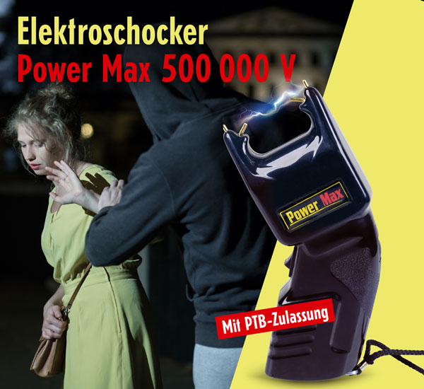 Power Max Elektroschocker 500.000 Volt mit PTB Prüfzeichen