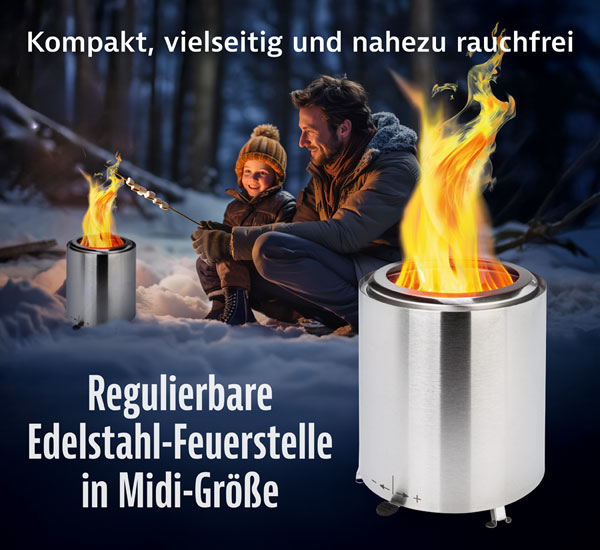 Feuertonne Midi aus Edelstahl