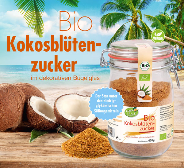 Kopp Vital ®  Bio Kokosblütenzucker im Bügelglas - vegan