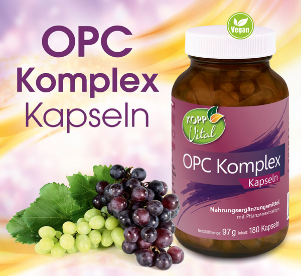 Kopp Vital   OPC Komplex Kapseln / Traubenkern- und Kiefernrinden-Extrakt / Acerola / 630 mg / Glutenfrei / Vegan