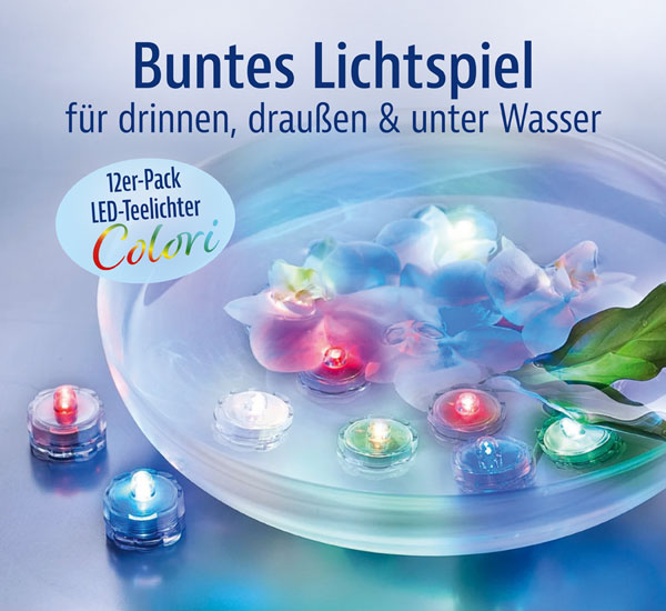 12er-Pack LED-Teelichter Colori