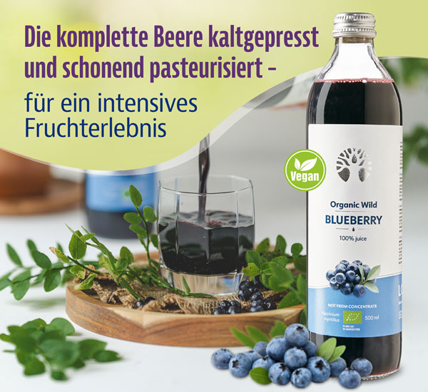 LOOV Bio-Wildheidelbeersaft 500 ml aus 100% wilden Heidelbeeren / kaltgepresst
