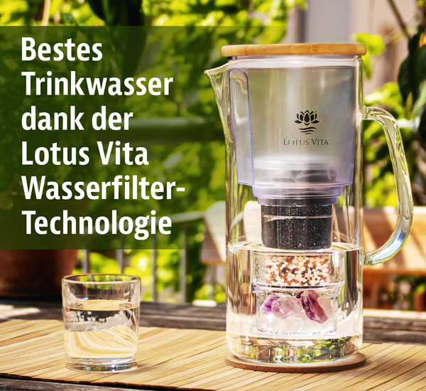 Lotus Vita Glas-Filterkanne ENYA mit Bambusdeckel und edlem Griff