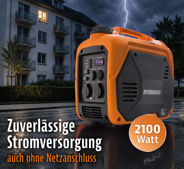 Notstromgenerator 2100 Watt mit Digital Display