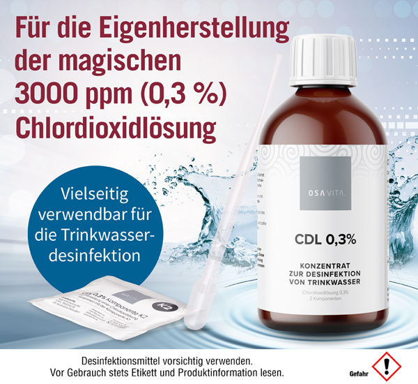 OSA VITA® CDL 0,3 % inklusive Pipette / Chlordioxid / 3000 ppm / Trinkwasserdesinfektion