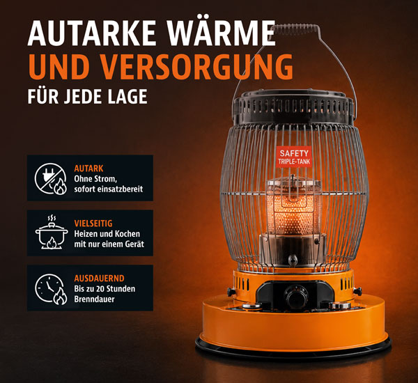 Petroleumheizung 3 KW mit Kochfunktion