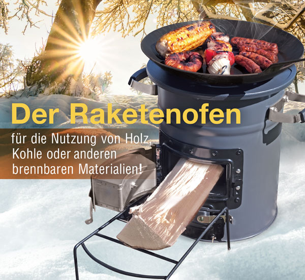 Raketenofen fr Dutch Oven, Gusspfanne, Gusstopf oder Grill / mit Gusseiserner Kochplatte