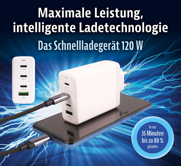 Schnellladegert 120 W mit USB-C-Ladekabel