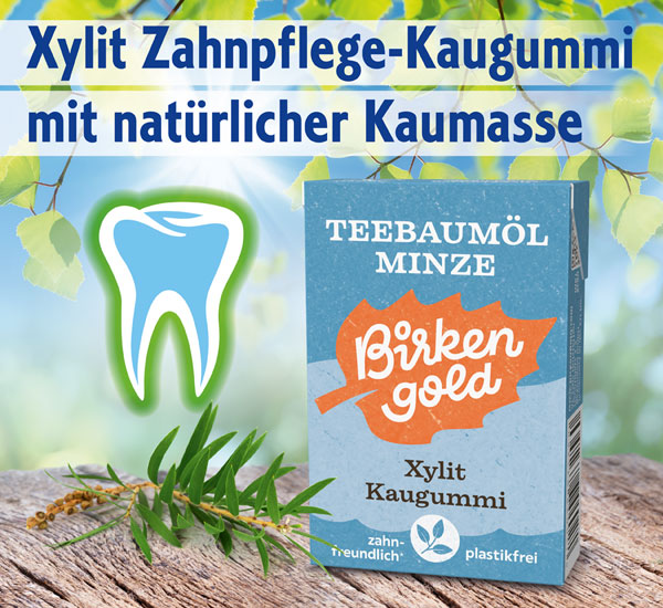 Birkengold   Xylit-Kaugummi Teebauml/Minze