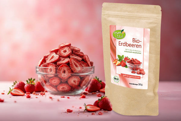 Bio-Erdbeeren gefriergetrocknet